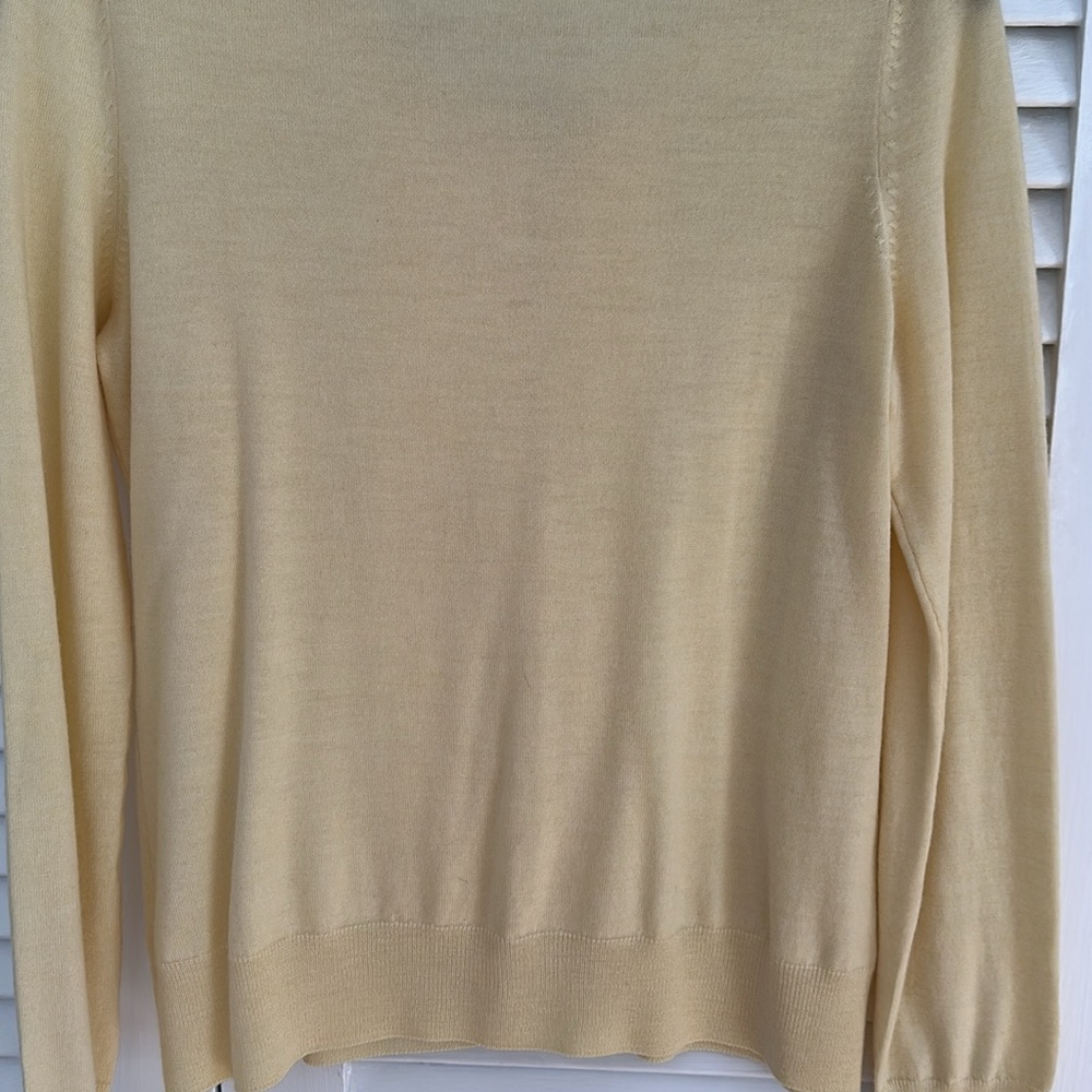 Talbots Pale Yellow Merino Cardigan XS - Picture 6 of 6